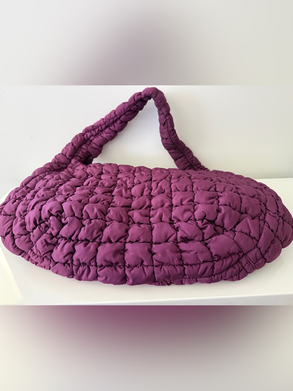 COS Oversized Quilted Crossbody Bag Handbag 100% Recycled Polyester Purple - Picture 11 of 12